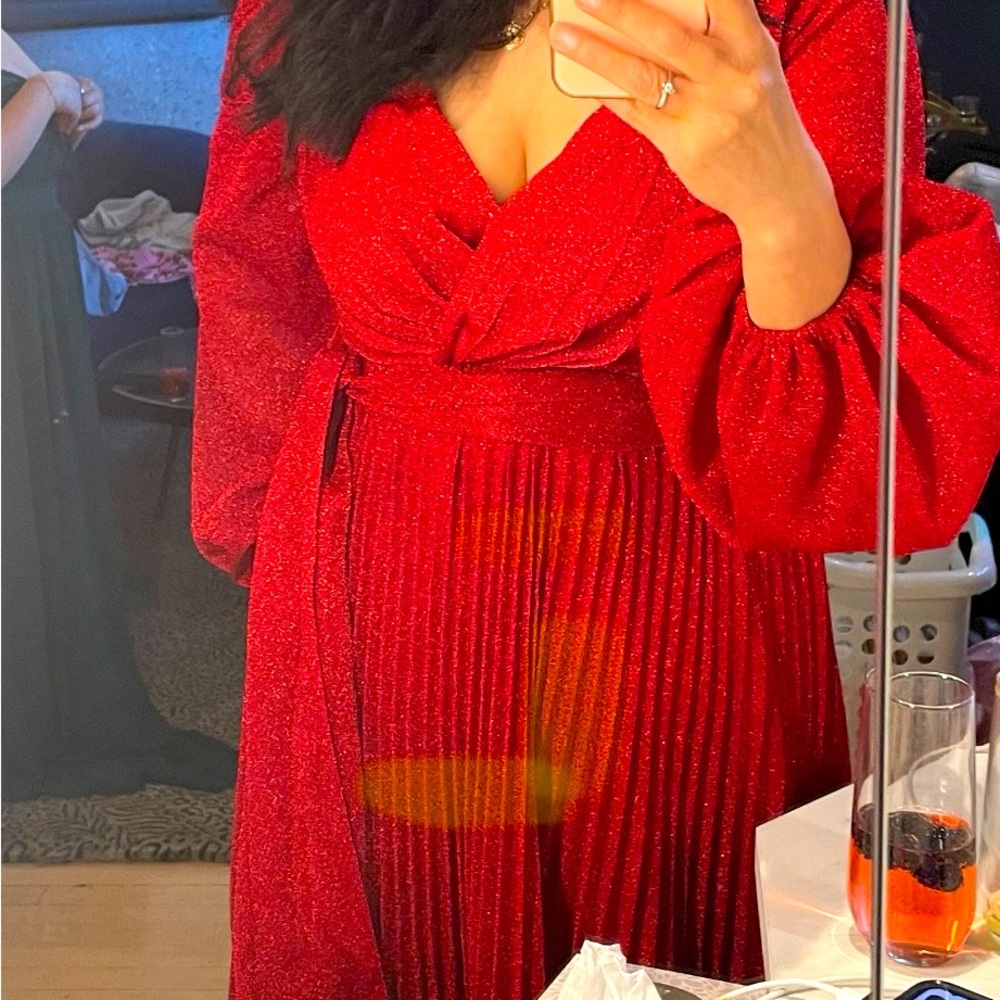 Red Metallic Maxi Dress